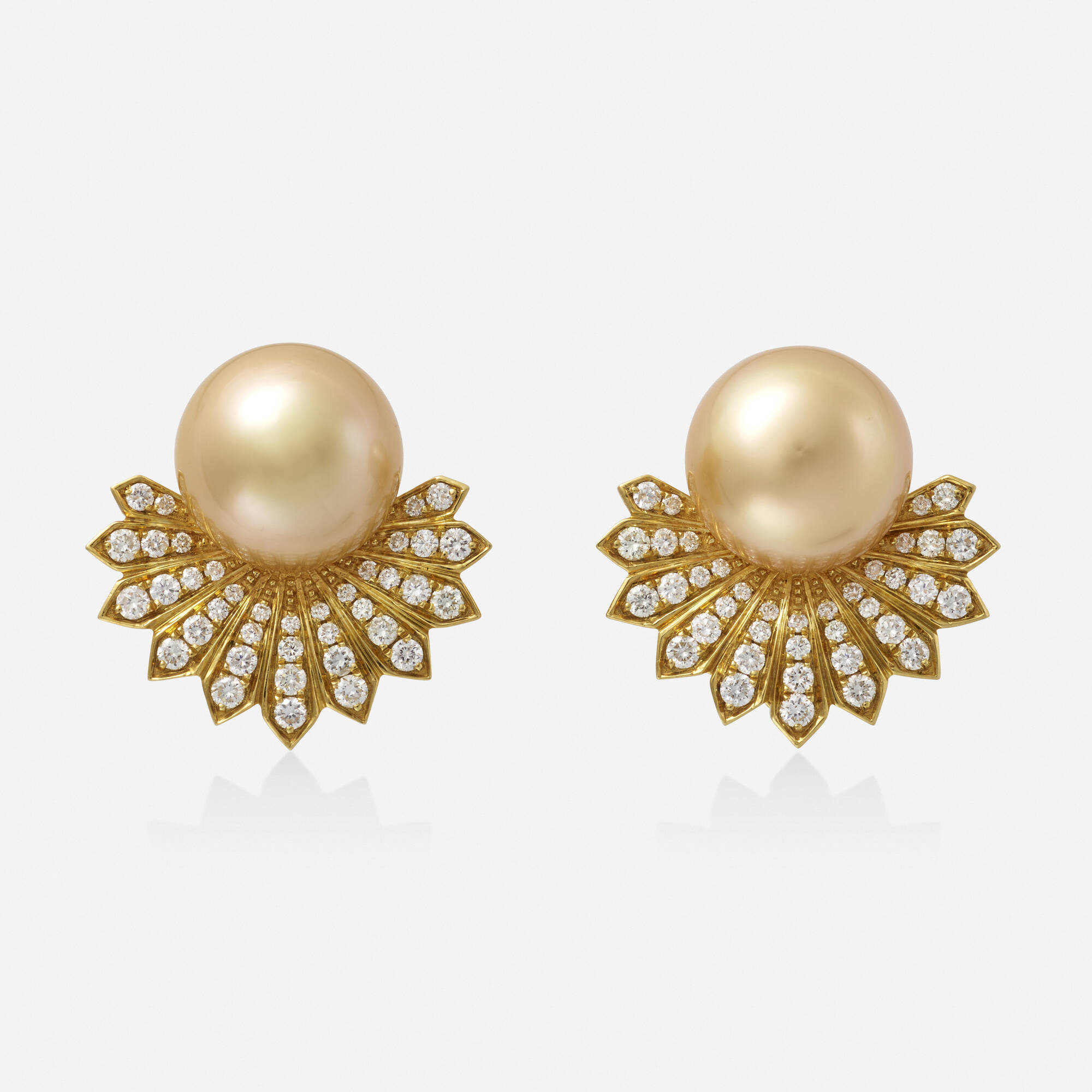 Jewelry Unlimited   108 1 Jewelry Unlimited January 2024 Golden Cultured Pearl Diamond And Gold Earrings  Rago Auction 