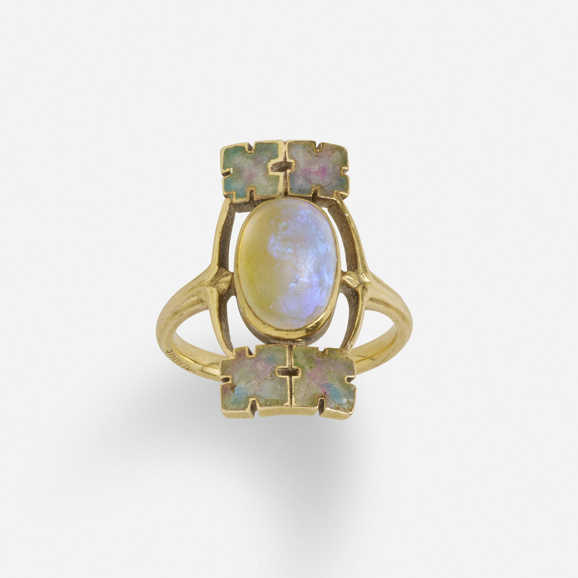 215: RENÉ LALIQUE, Art Nouveau opal and enamel ring < Jewels 