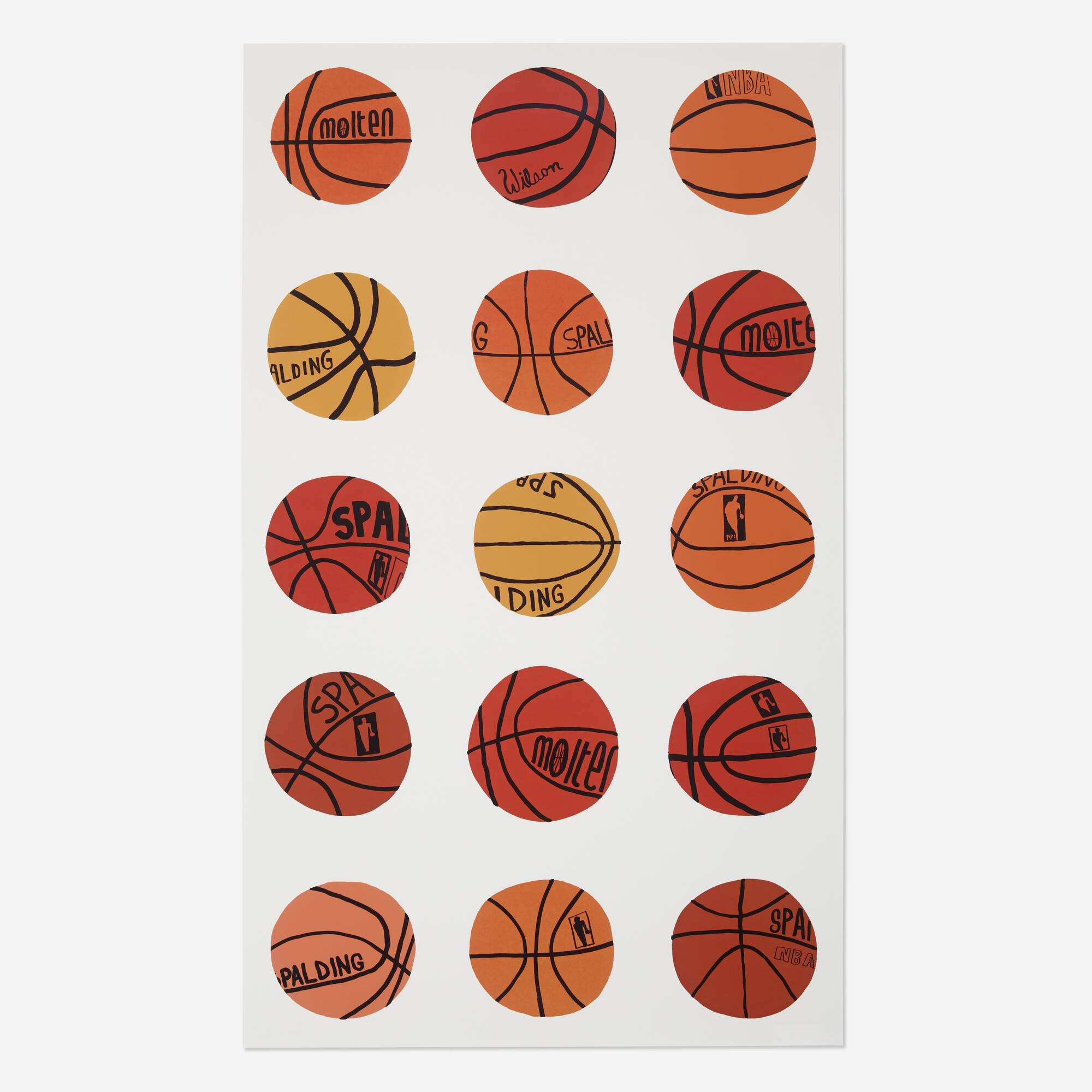 274: JONAS WOOD, Untitled (Basketball Wallpaper) (eighteen sheets 