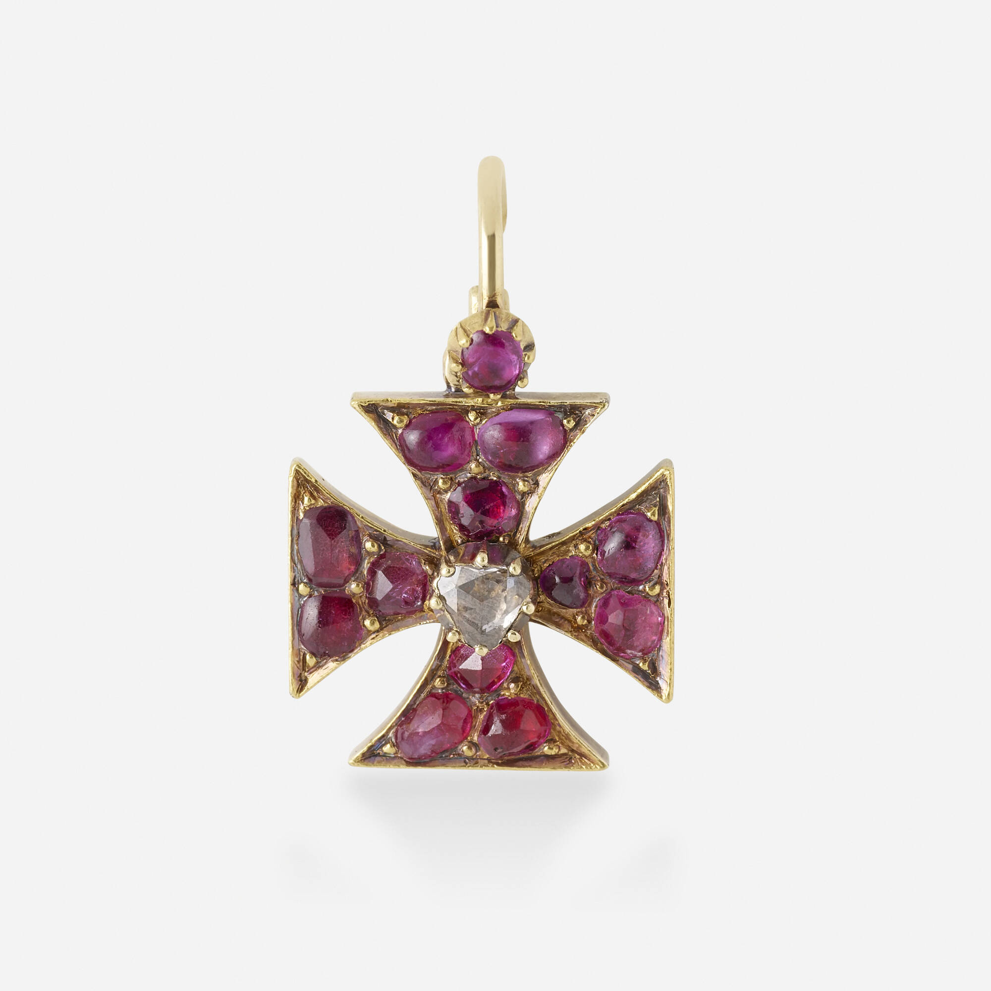 antique ruby cross pendant